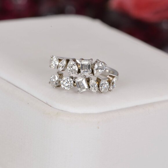 Certified Moissanite Wrap around Wedding Band Women’s Ring - Picture 4 of 6